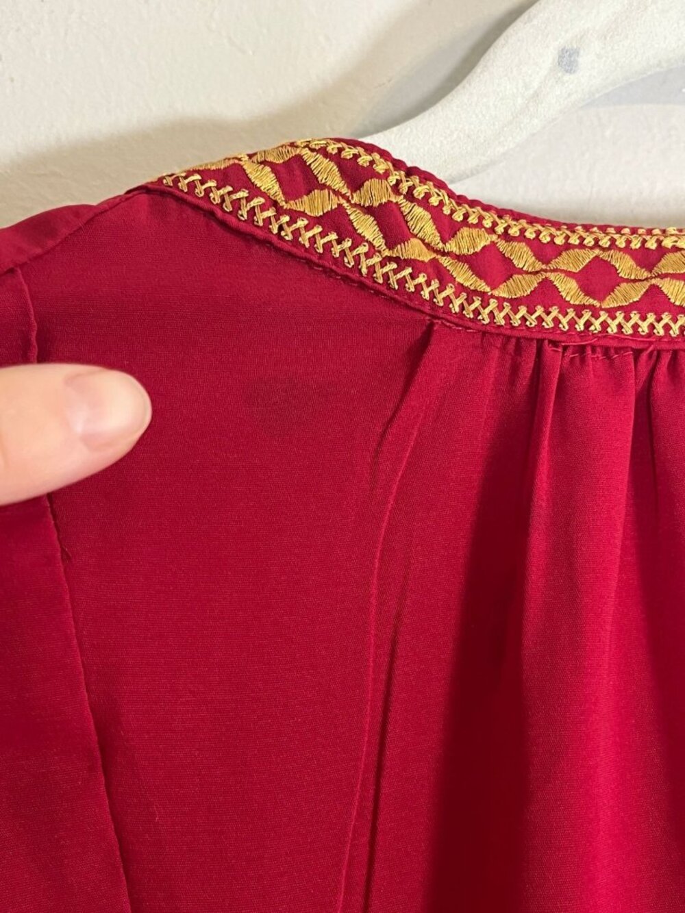 Colorful Embroidered Boho Tunic Top Red Regency Peasant Ethnic Indie Folk Chic - Picture 10 of 10